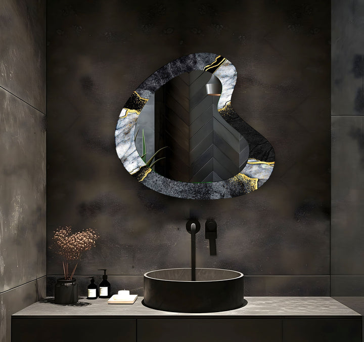 Black Marble Aesthetic Glass Wall Mirror