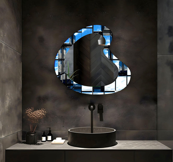 Modern Asymmetrical Glass Wall Mirror