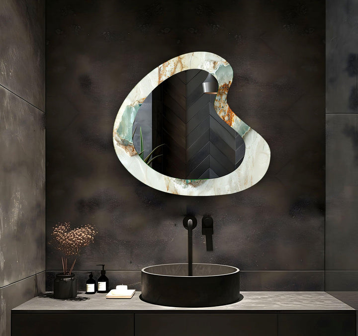 Elegant White Marble Decorative Wall Mirror