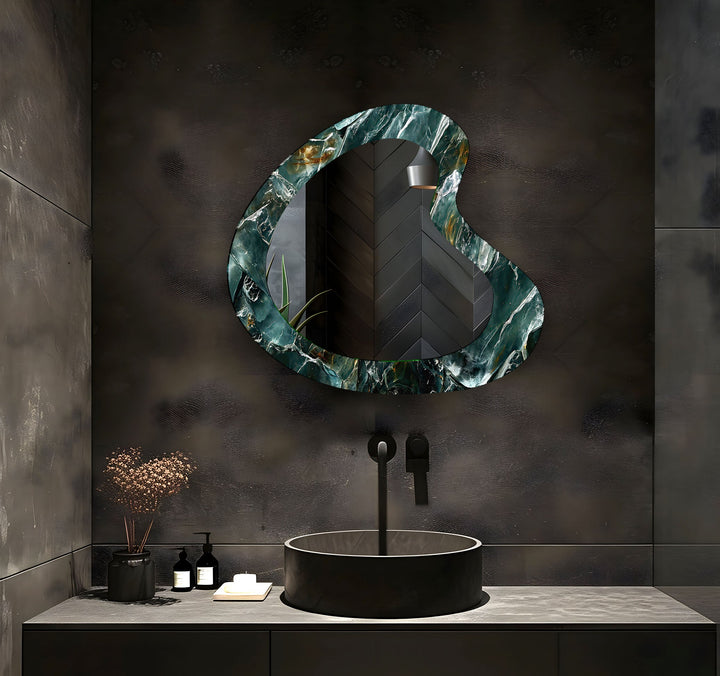 Green Elegant Marble Modern Wall Mirror