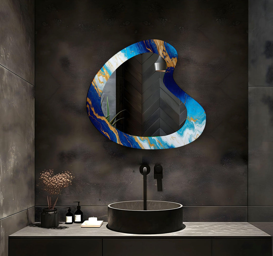 Blue Marble Aesthetic Glass Wall Mirror