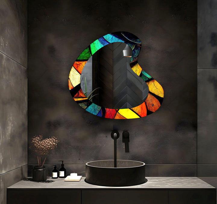 Colorful Modern Asymmetrical Wall Mirror