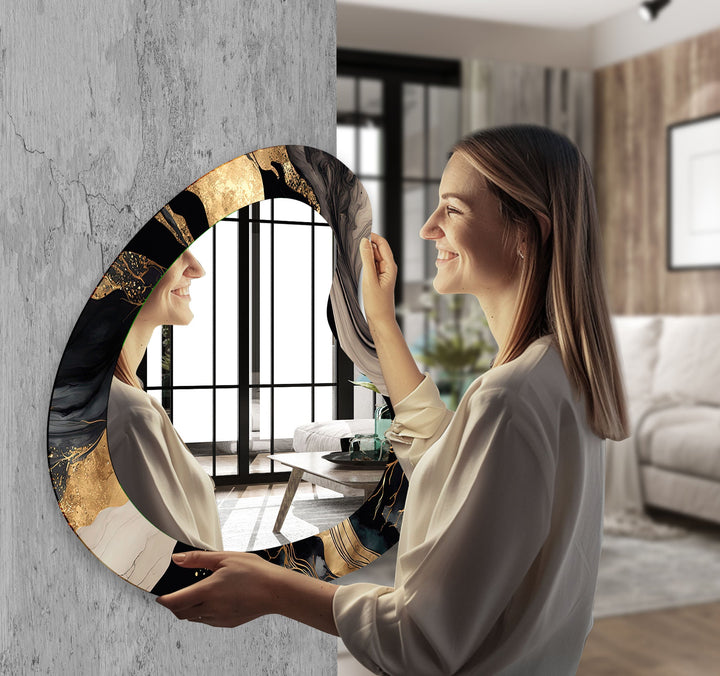 Black Marble Decorative Wall Mirror