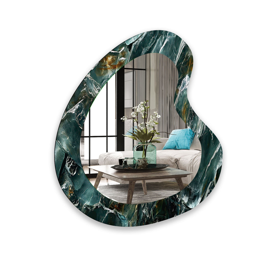 Green Elegant Marble Modern Wall Mirror