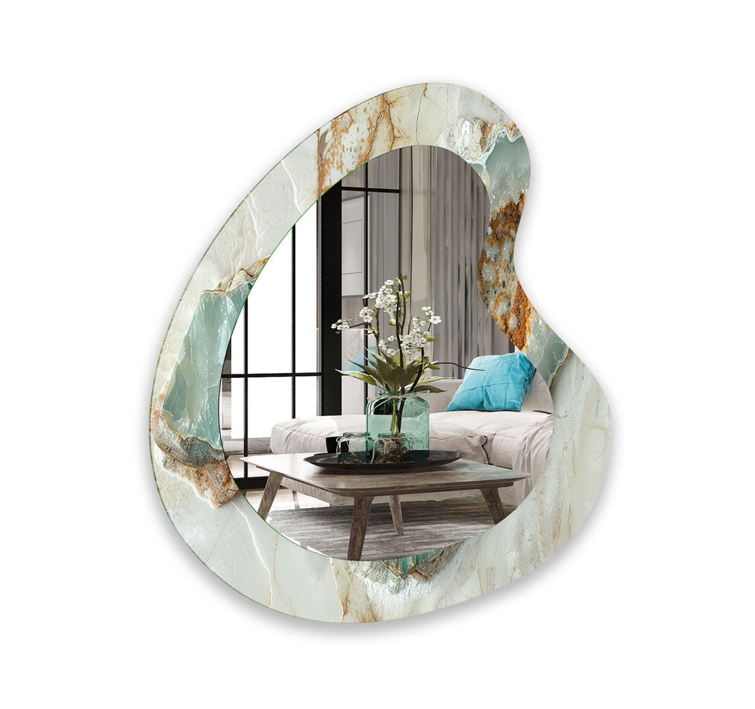 Elegant White Marble Decorative Wall Mirror