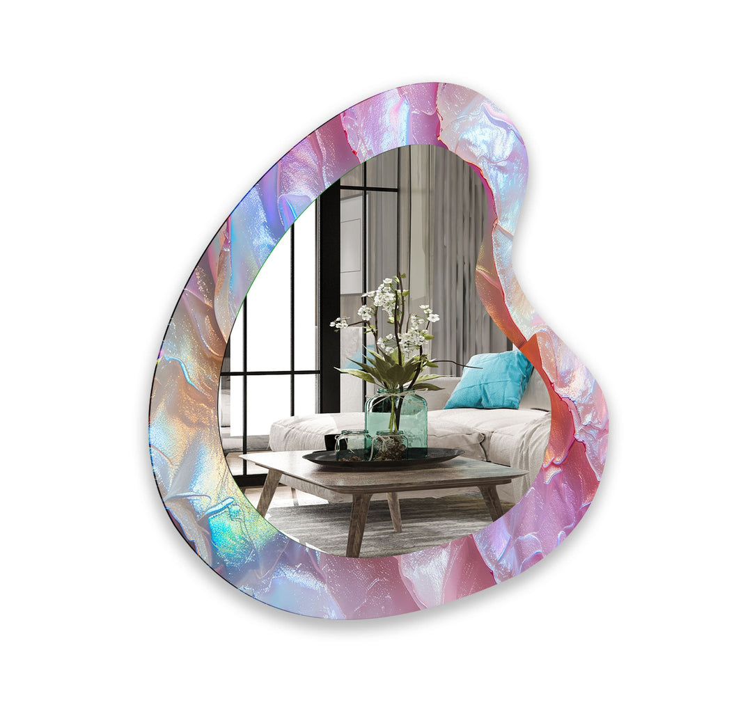 Vivid Pink Modern Glass Wall Mirror