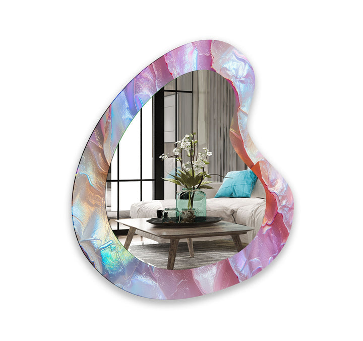 Vivid Pink Modern Glass Wall Mirror