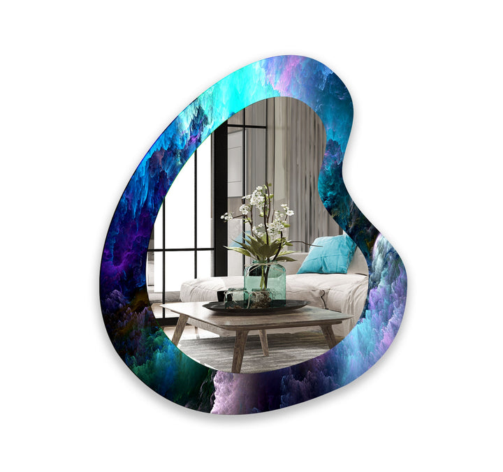 Vivid Blue Modern Irregular Wall Mirror