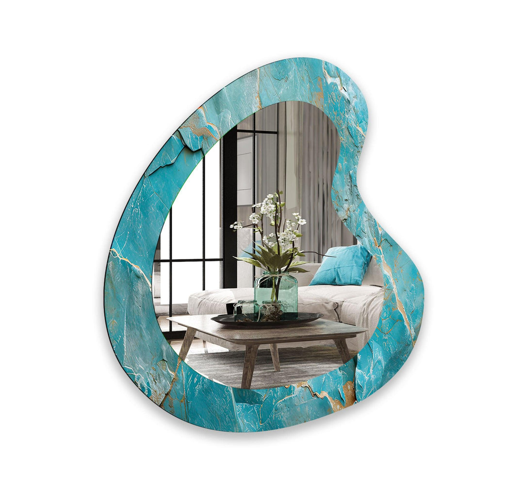 Turquoise Marble Irregular Glass Wall Mirror