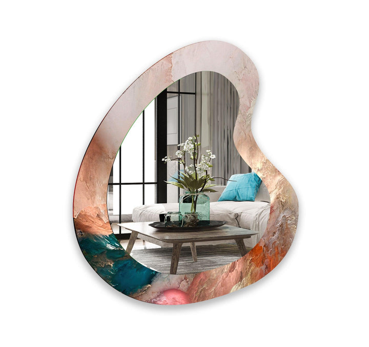 Modern Pink Asymmetrical Glass Wall Mirror