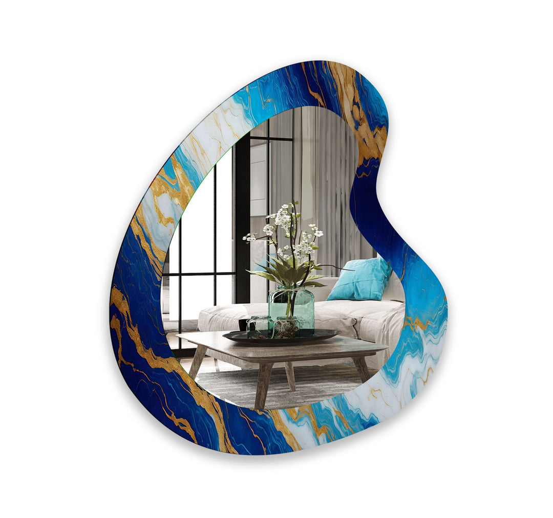 Blue Marble Aesthetic Glass Wall Mirror