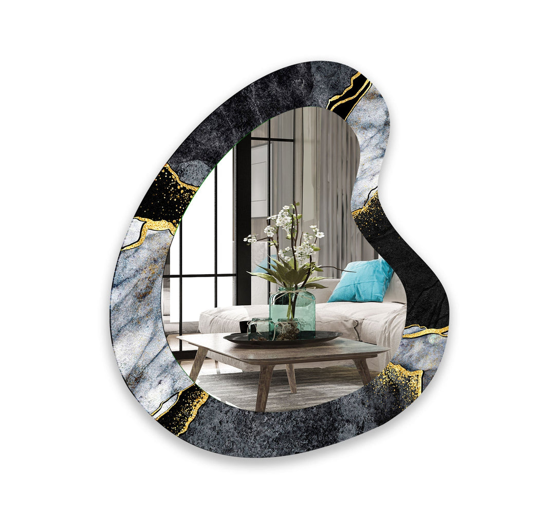 Black Marble Aesthetic Glass Wall Mirror