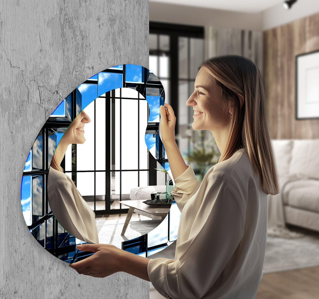 Modern Asymmetrical Glass Wall Mirror