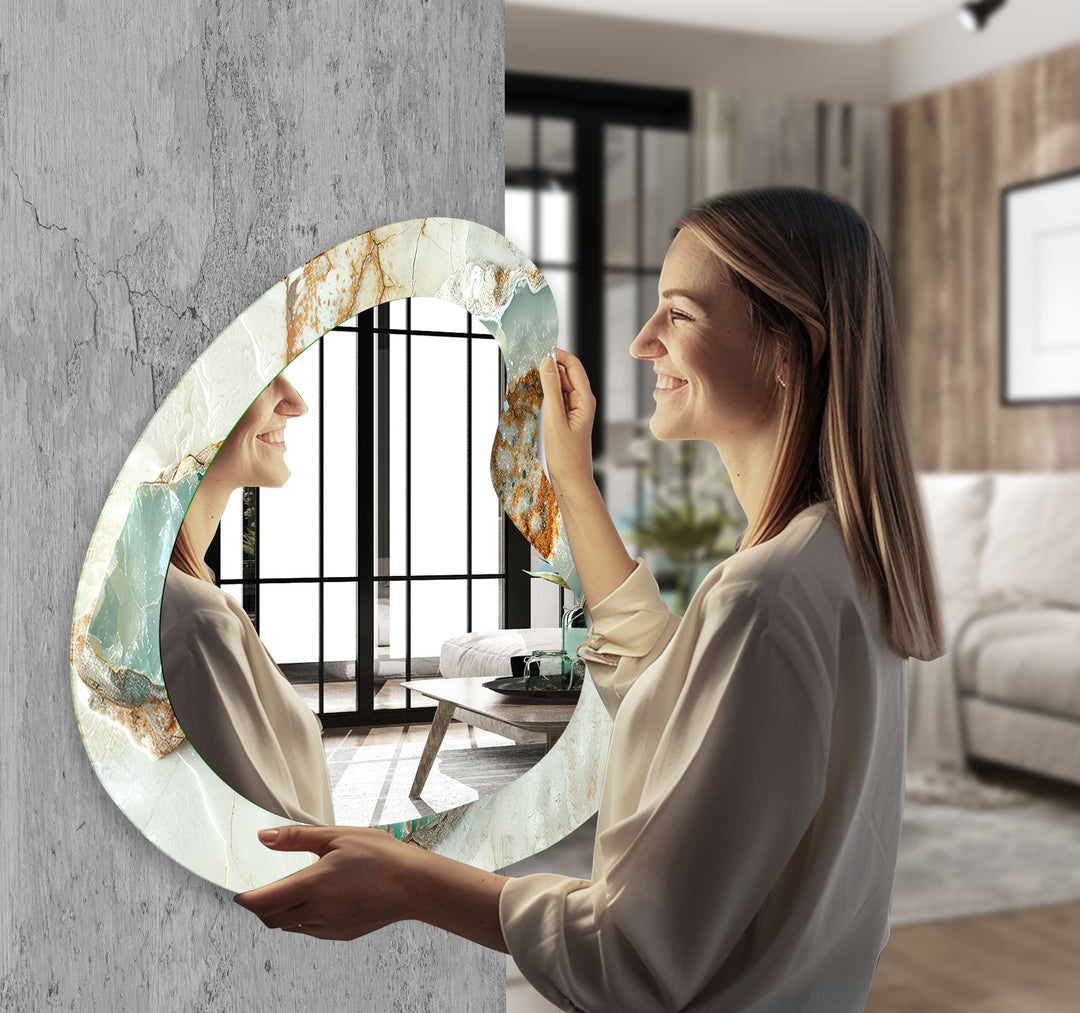 Elegant White Marble Decorative Wall Mirror