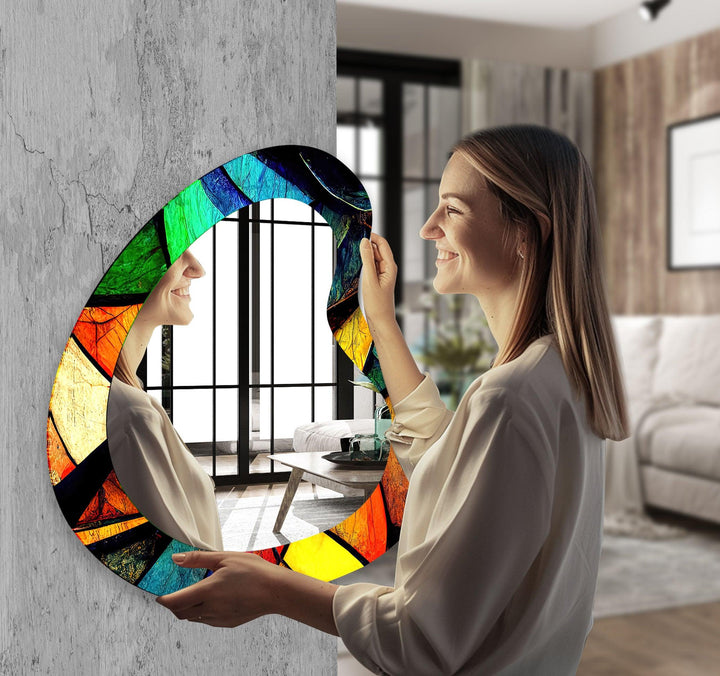 Colorful Modern Asymmetrical Wall Mirror