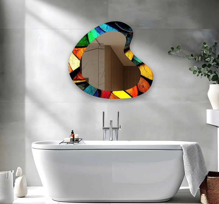 Colorful Modern Asymmetrical Wall Mirror