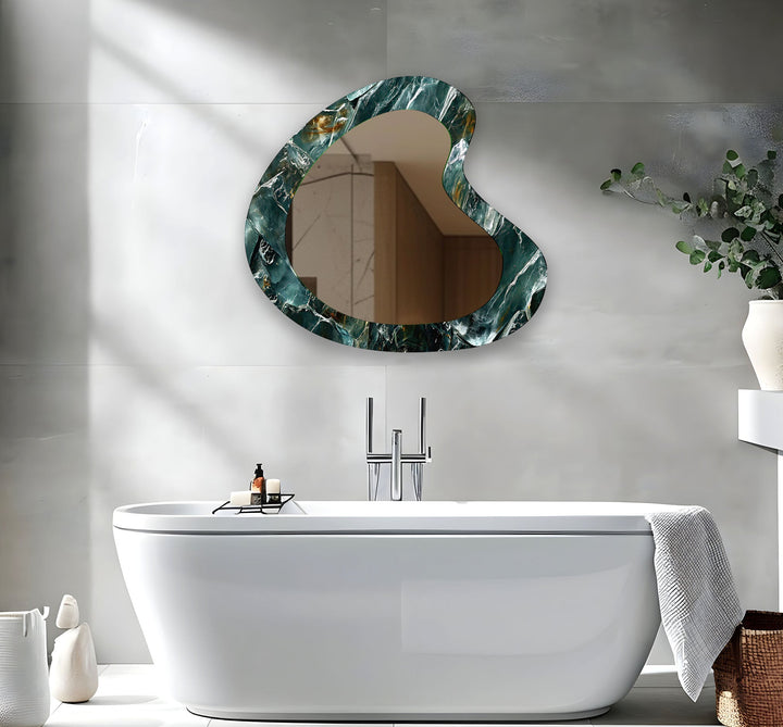 Green Elegant Marble Modern Wall Mirror