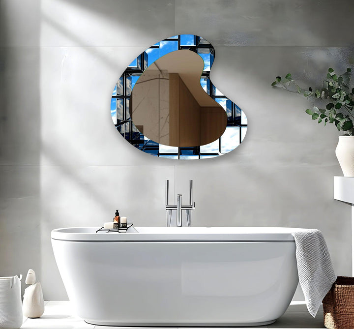 Modern Asymmetrical Glass Wall Mirror