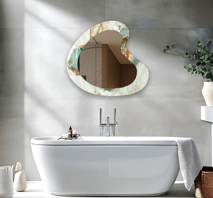 Elegant White Marble Decorative Wall Mirror