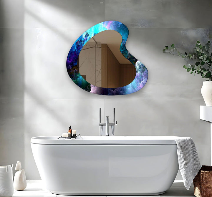 Vivid Blue Modern Irregular Wall Mirror