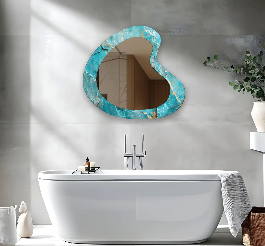 Turquoise Marble Irregular Glass Wall Mirror