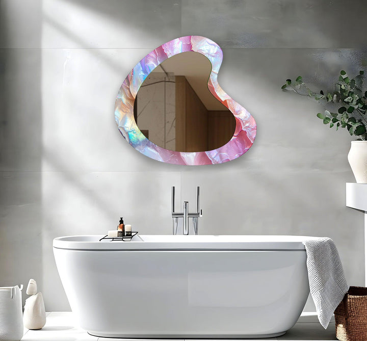 Vivid Pink Modern Glass Wall Mirror