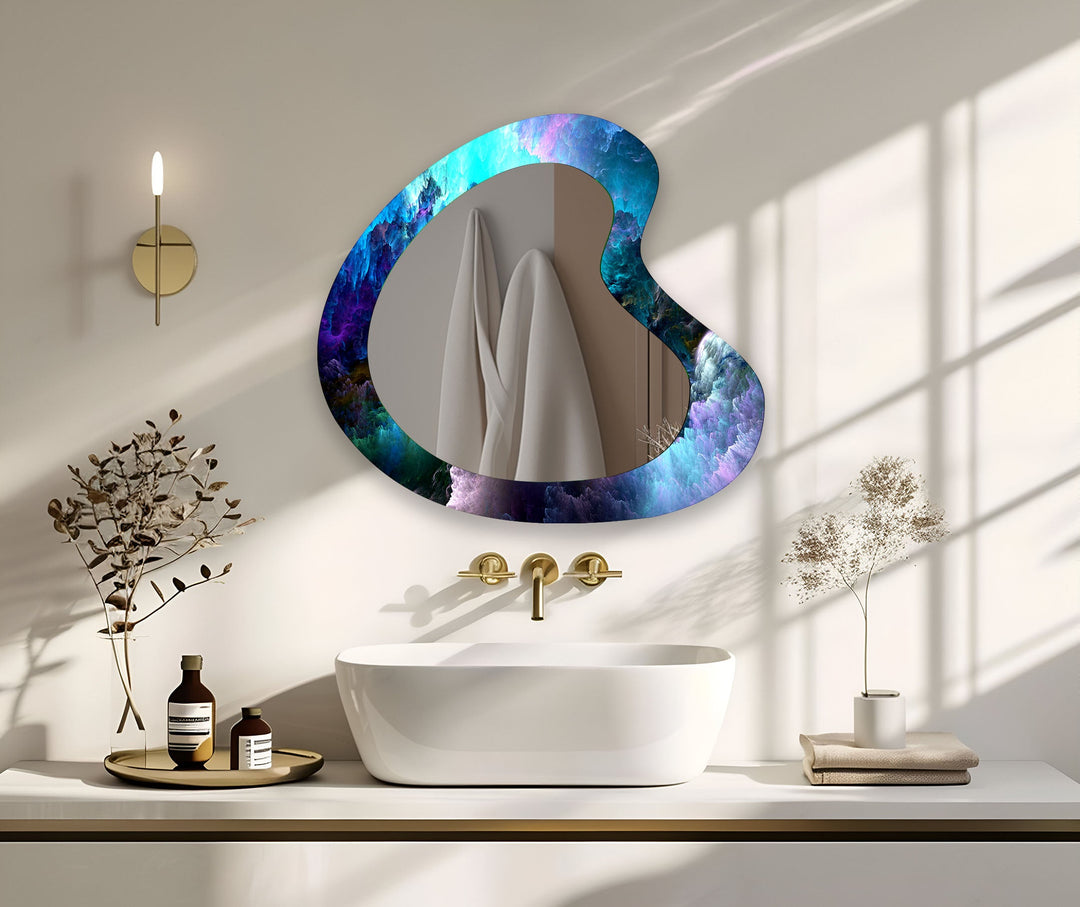 Vivid Blue Modern Irregular Wall Mirror