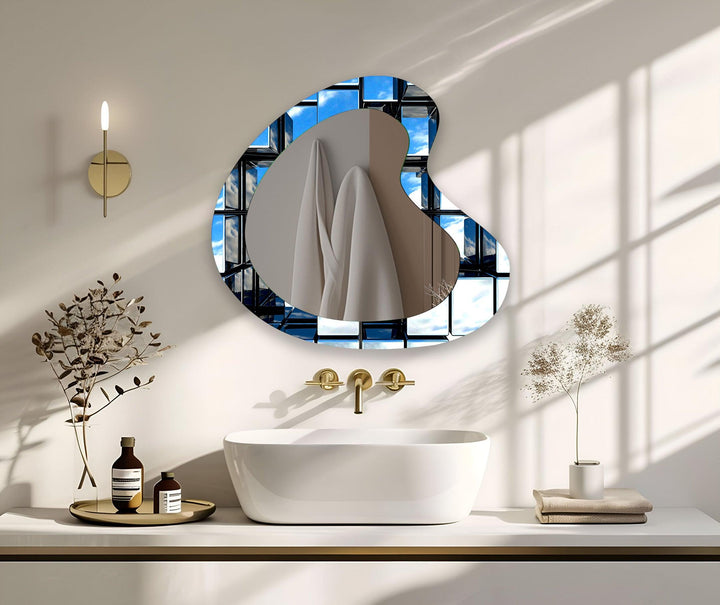 Modern Asymmetrical Glass Wall Mirror