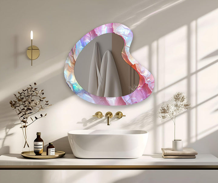 Vivid Pink Modern Glass Wall Mirror