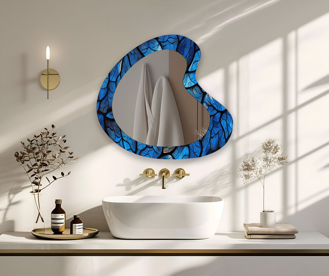 Stained Asymmetrical Glass Wall Mirror