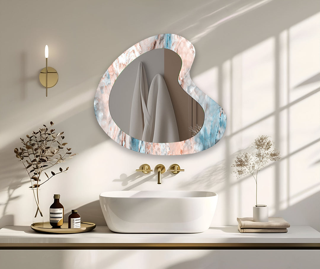 Pink Marble Elegant Glass Wall Mirror