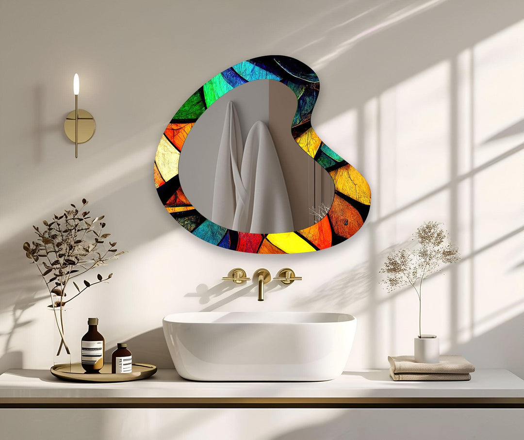 Colorful Modern Asymmetrical Wall Mirror