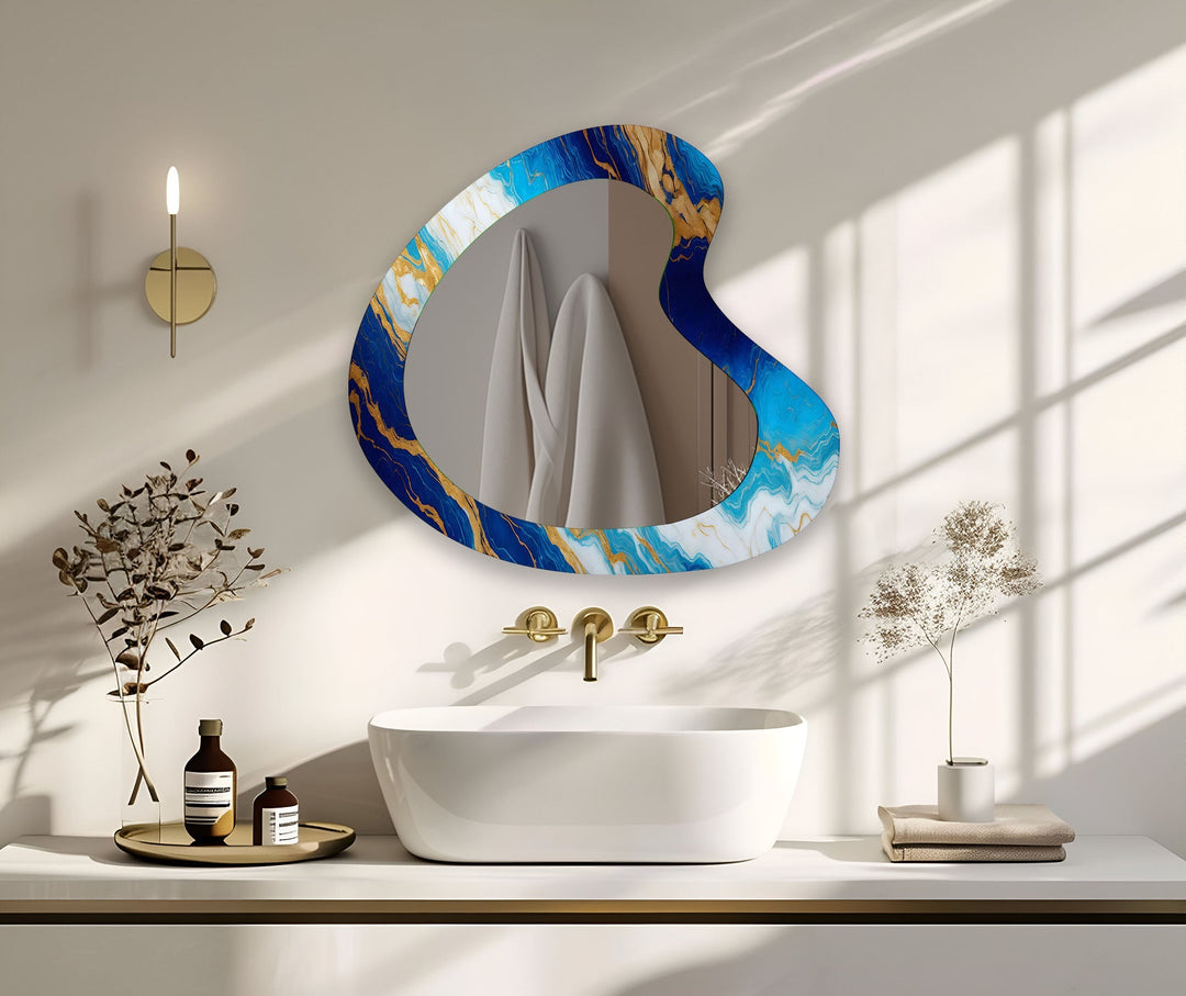 Blue Marble Aesthetic Glass Wall Mirror