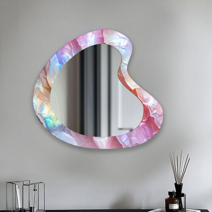 Vivid Pink Modern Glass Wall Mirror