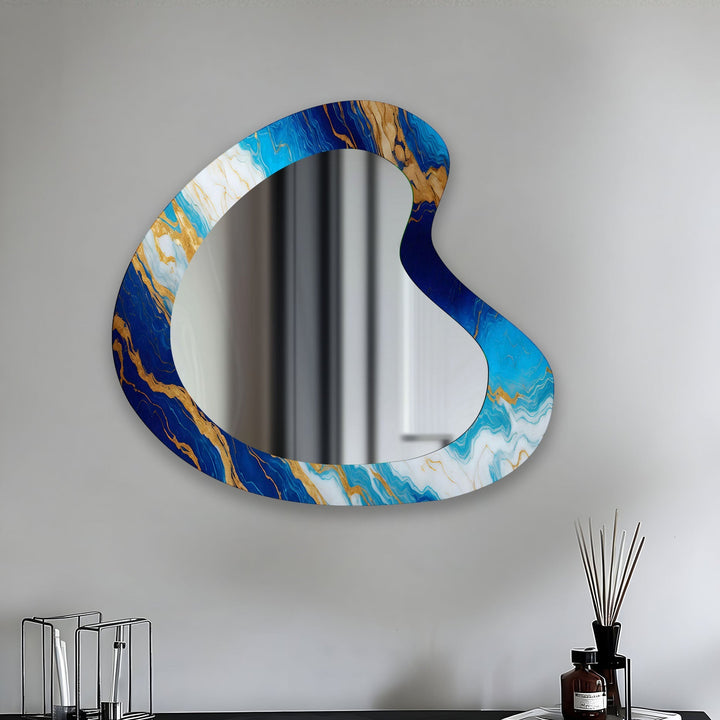 Blue Marble Aesthetic Glass Wall Mirror