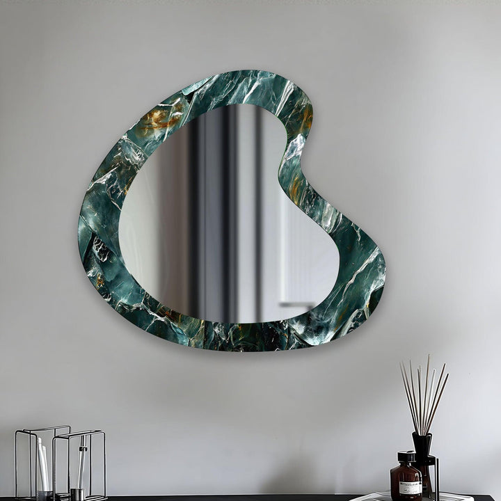 Green Elegant Marble Modern Wall Mirror