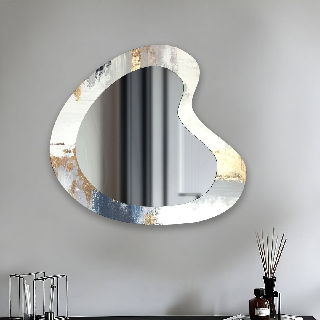 Gold Accent White Entryway Wall Mirror