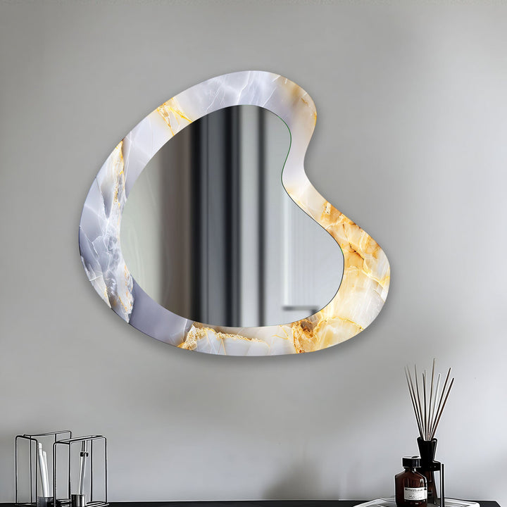 Decorative wall mirror with unique shapes and reflective surfaces for a chic statement
