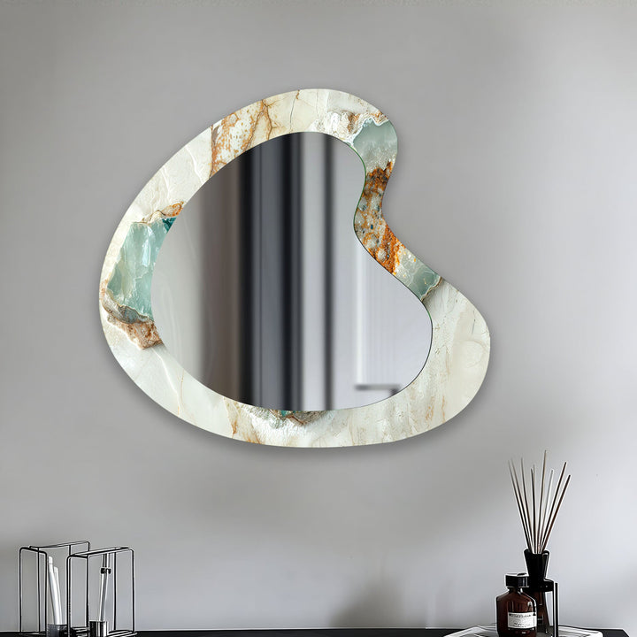 Elegant White Marble Decorative Wall Mirror