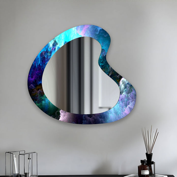 Vivid Blue Modern Irregular Wall Mirror