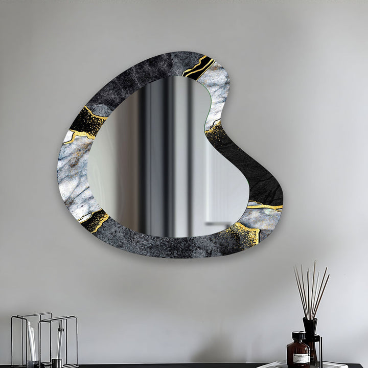 Black Marble Aesthetic Glass Wall Mirror