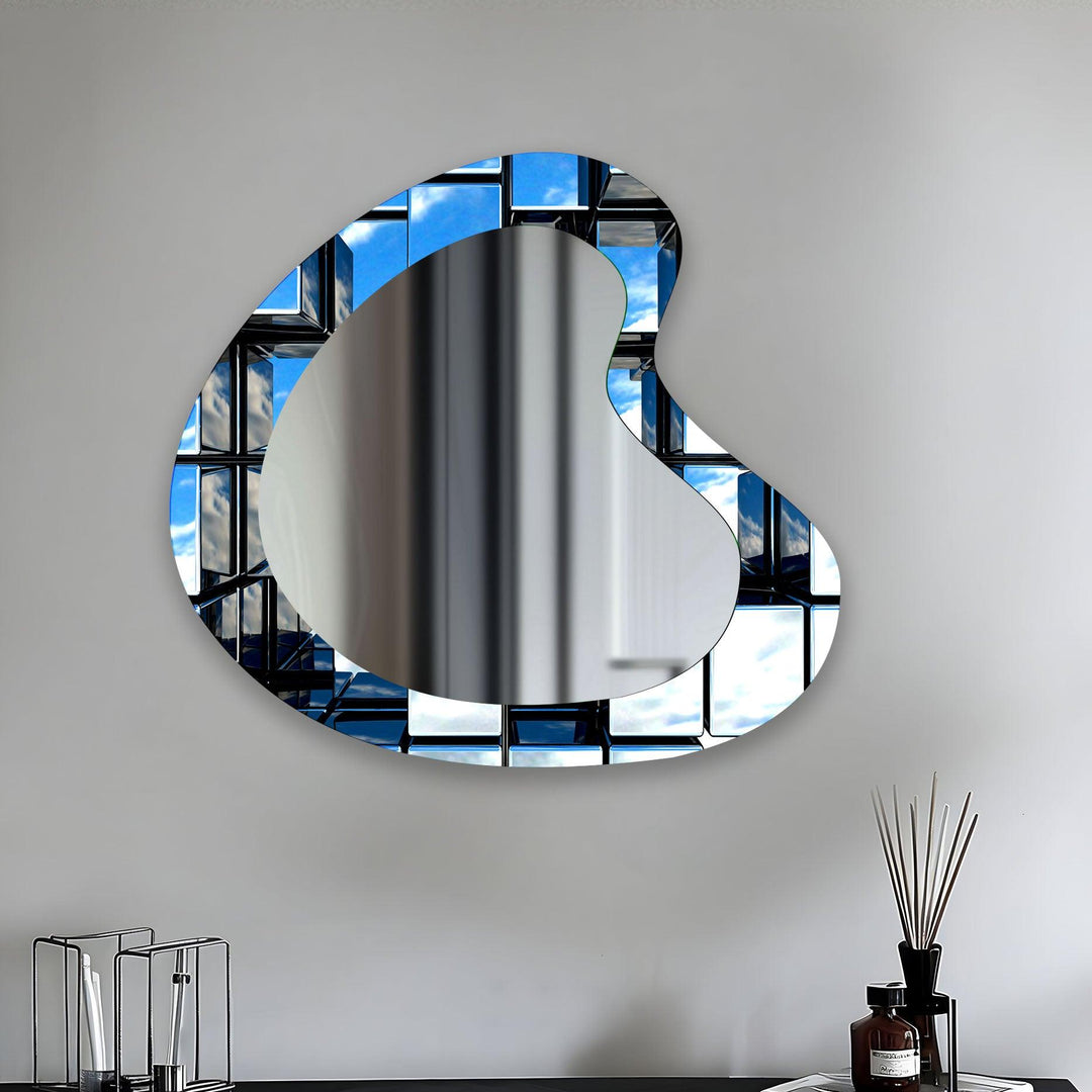 Modern Asymmetrical Glass Wall Mirror