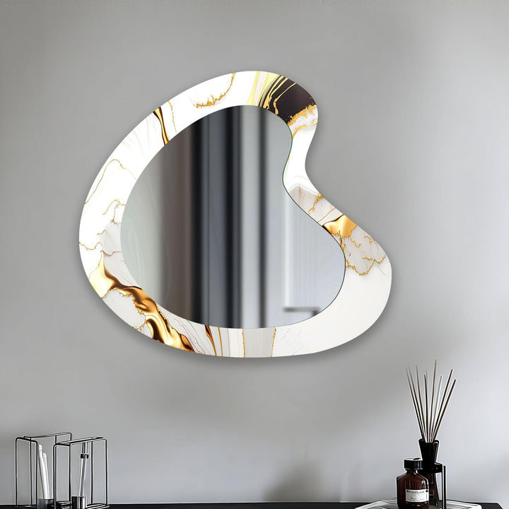 White Marble Modern Glass Wall Mirror