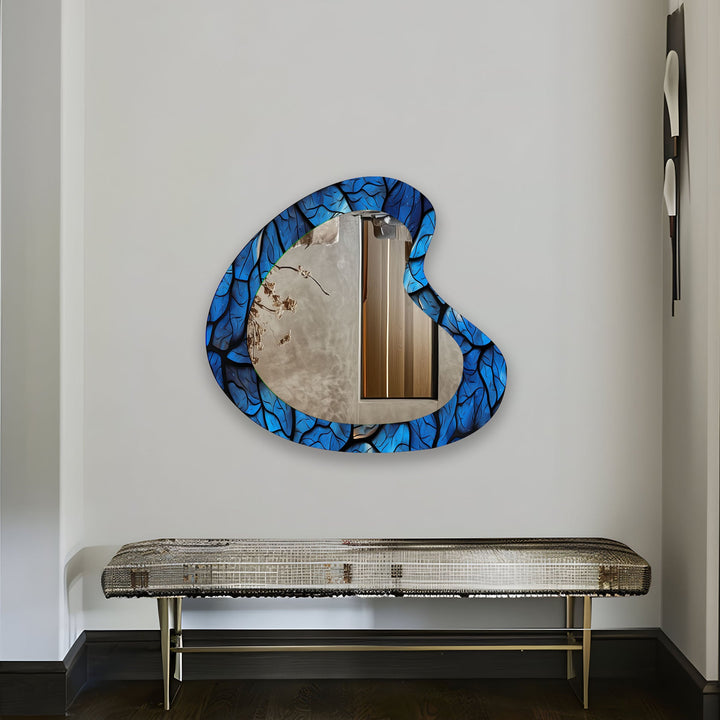 Stained Asymmetrical Glass Wall Mirror