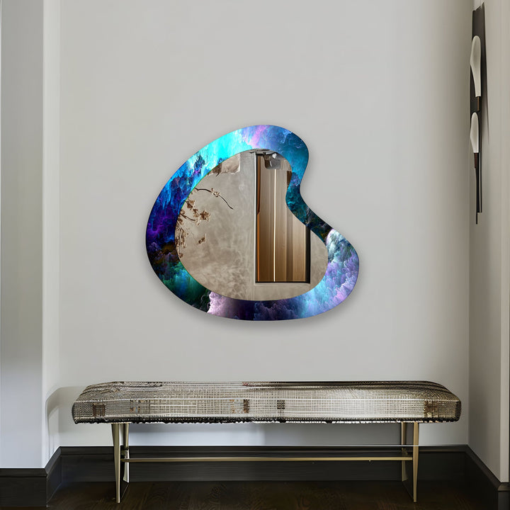 Vivid Blue Modern Irregular Wall Mirror