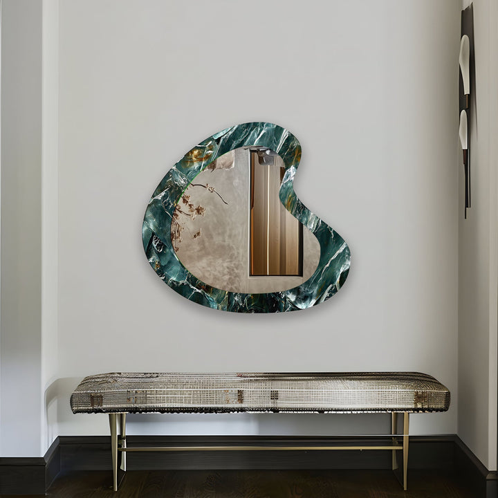 Green Elegant Marble Modern Wall Mirror