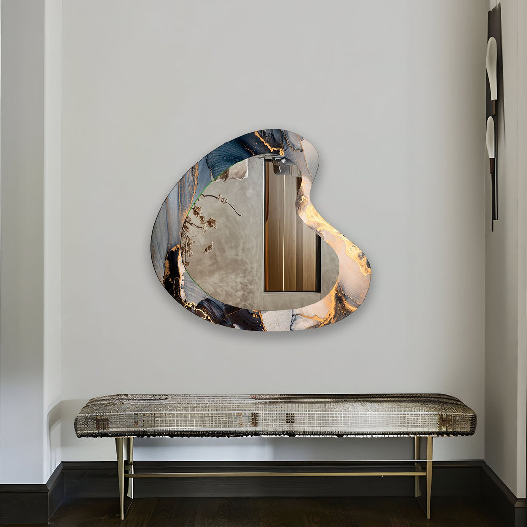 Decorative wall mirror with unique shapes and reflective surfaces for a chic statement
