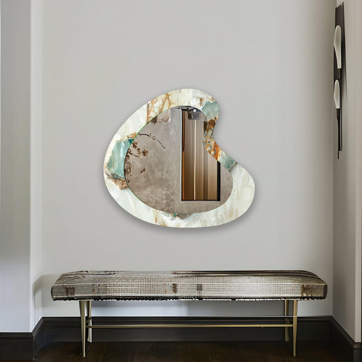 Elegant White Marble Decorative Wall Mirror