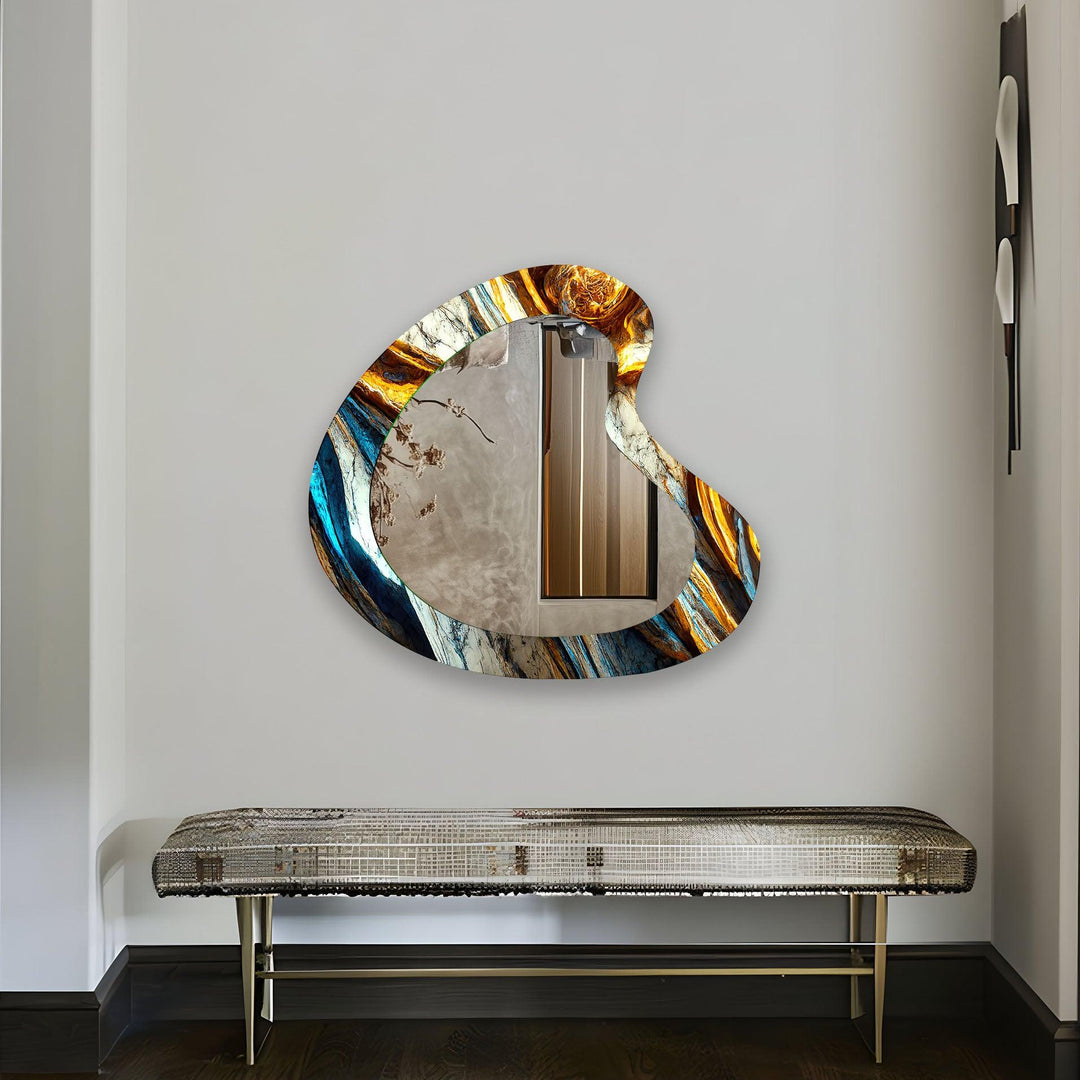 Gold Accent Marble Irregular Wall Mirror