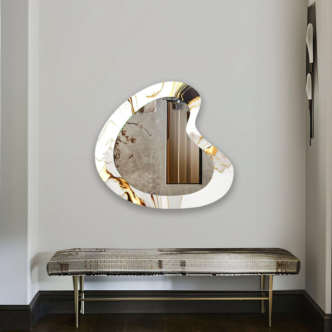 White Marble Modern Glass Wall Mirror